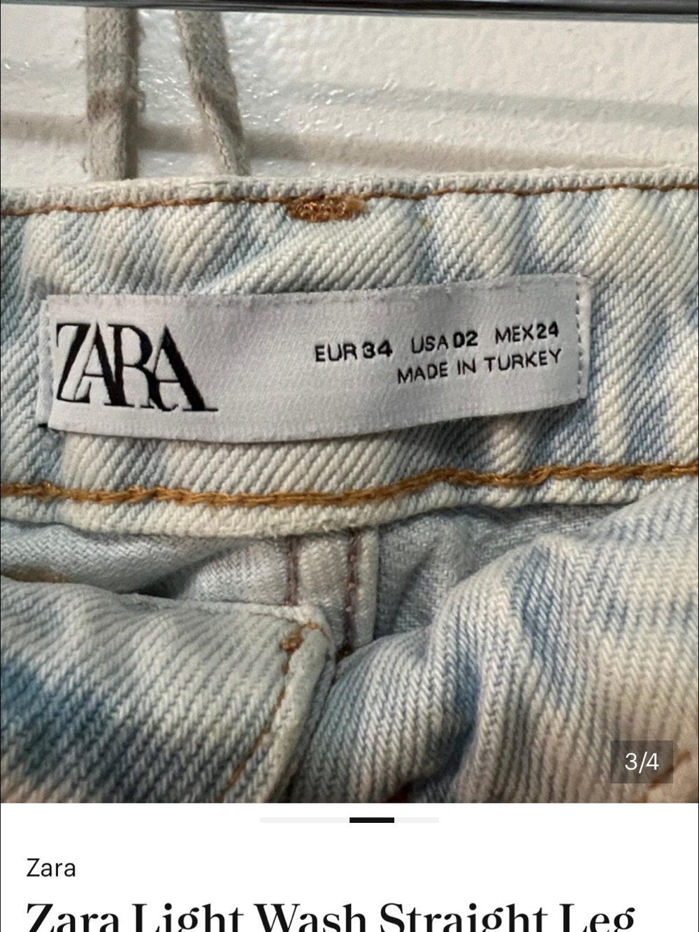 Light Wash Women's Distressed Straight Jeans - Picture 3 of 4